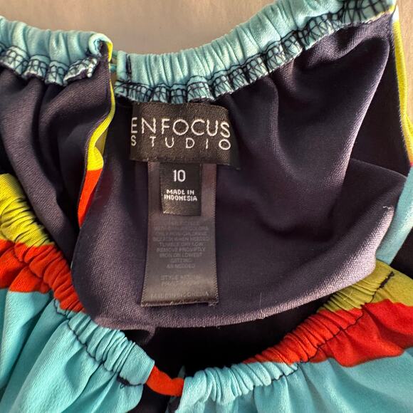 En Focus Studio Striped Color Block Halter Midi Avant Garde Dress Women's 10 - Picture 7 of 11